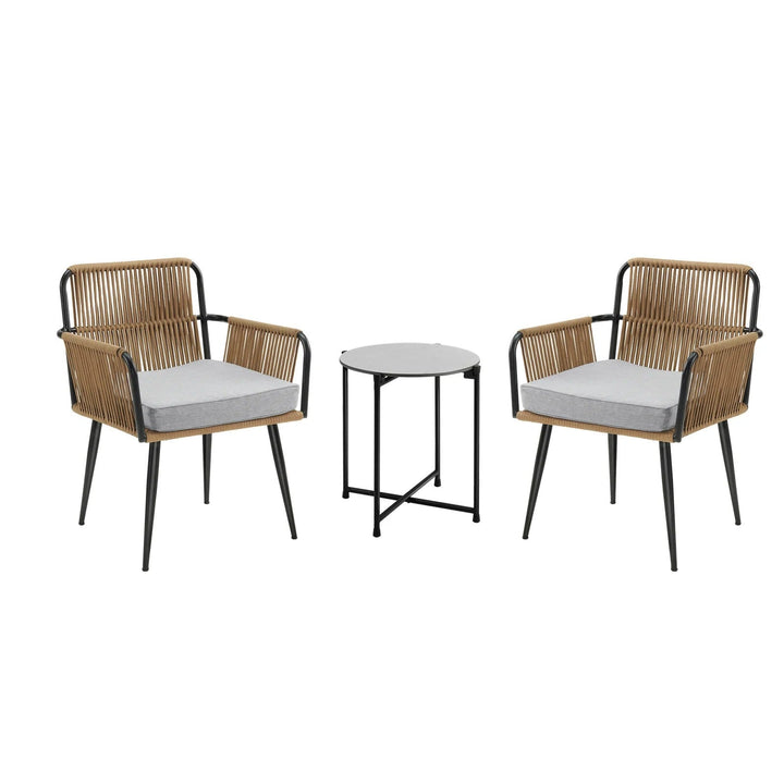 Susten Outdoor Patio Seating Set 2 Chairs and 1 Table Set (Tan) Braided & Rope