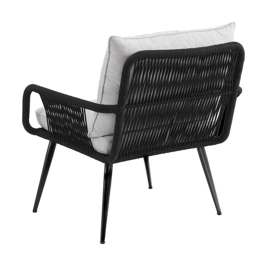 Pulp Outdoor Patio Seating Set 2 Chairs and 1 Table Set (Black) Braided & Rope