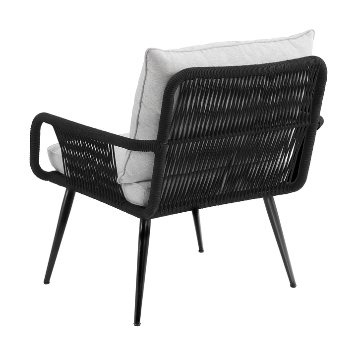 Pulp Outdoor Patio Seating Set 2 Chairs and 1 Table Set (Black) Braided & Rope