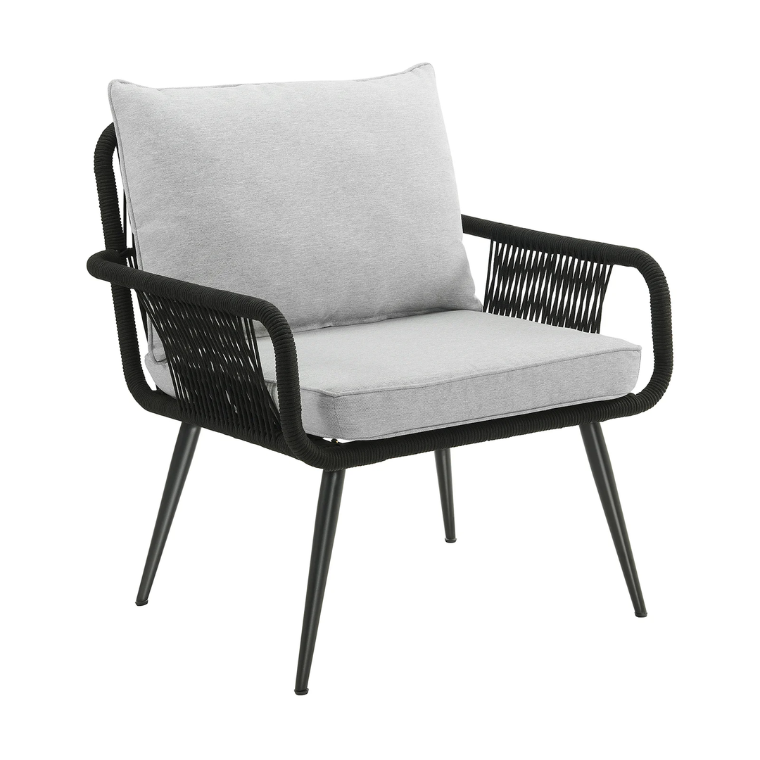 Pulp Outdoor Patio Seating Set 2 Chairs and 1 Table Set (Black) Braided & Rope