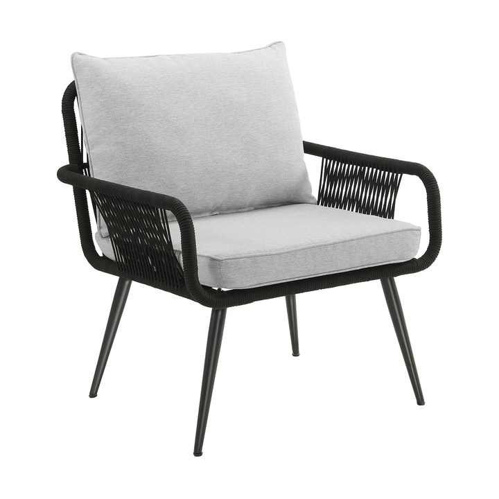 Pulp Outdoor Patio Seating Set 2 Chairs and 1 Table Set (Black) Braided & Rope