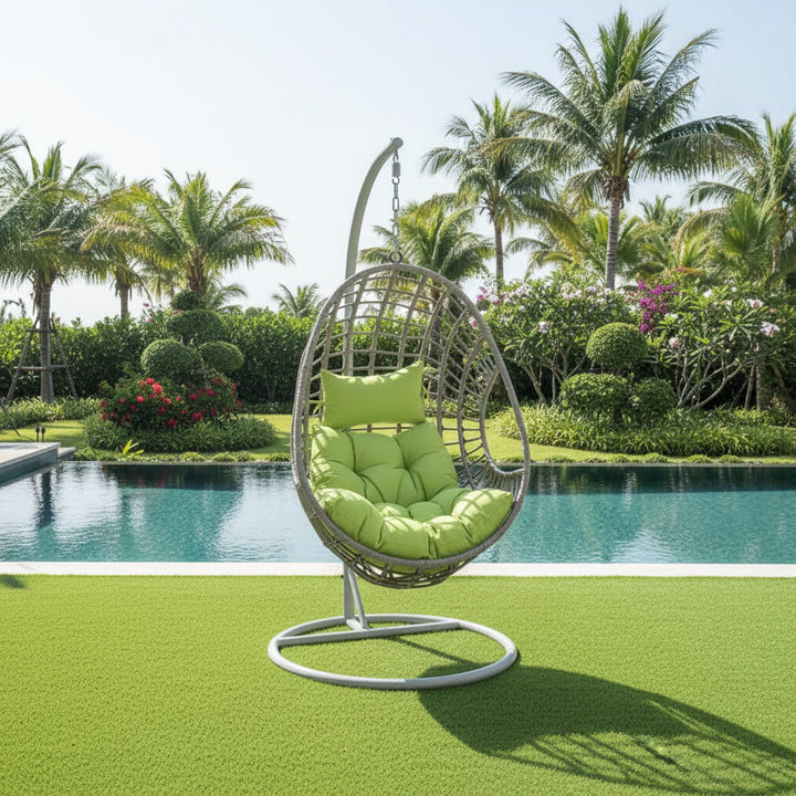 Altera Single Seater Hanging Swing With Stand For Balcony , Garden Swing (Silver)