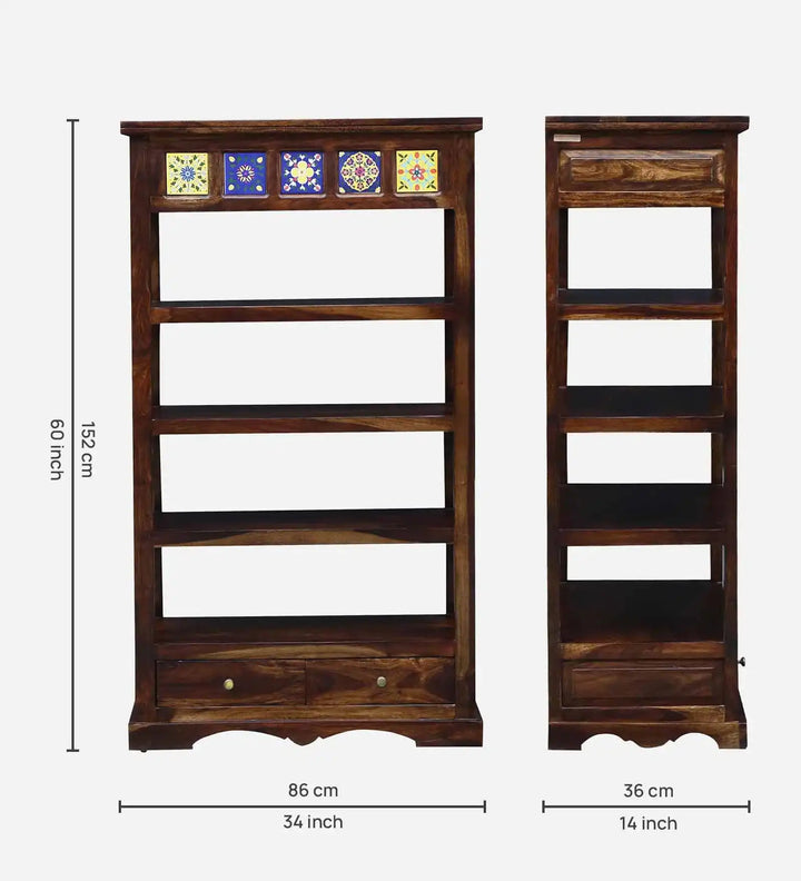 Alma Solid Sheesham Wood Book Shelf