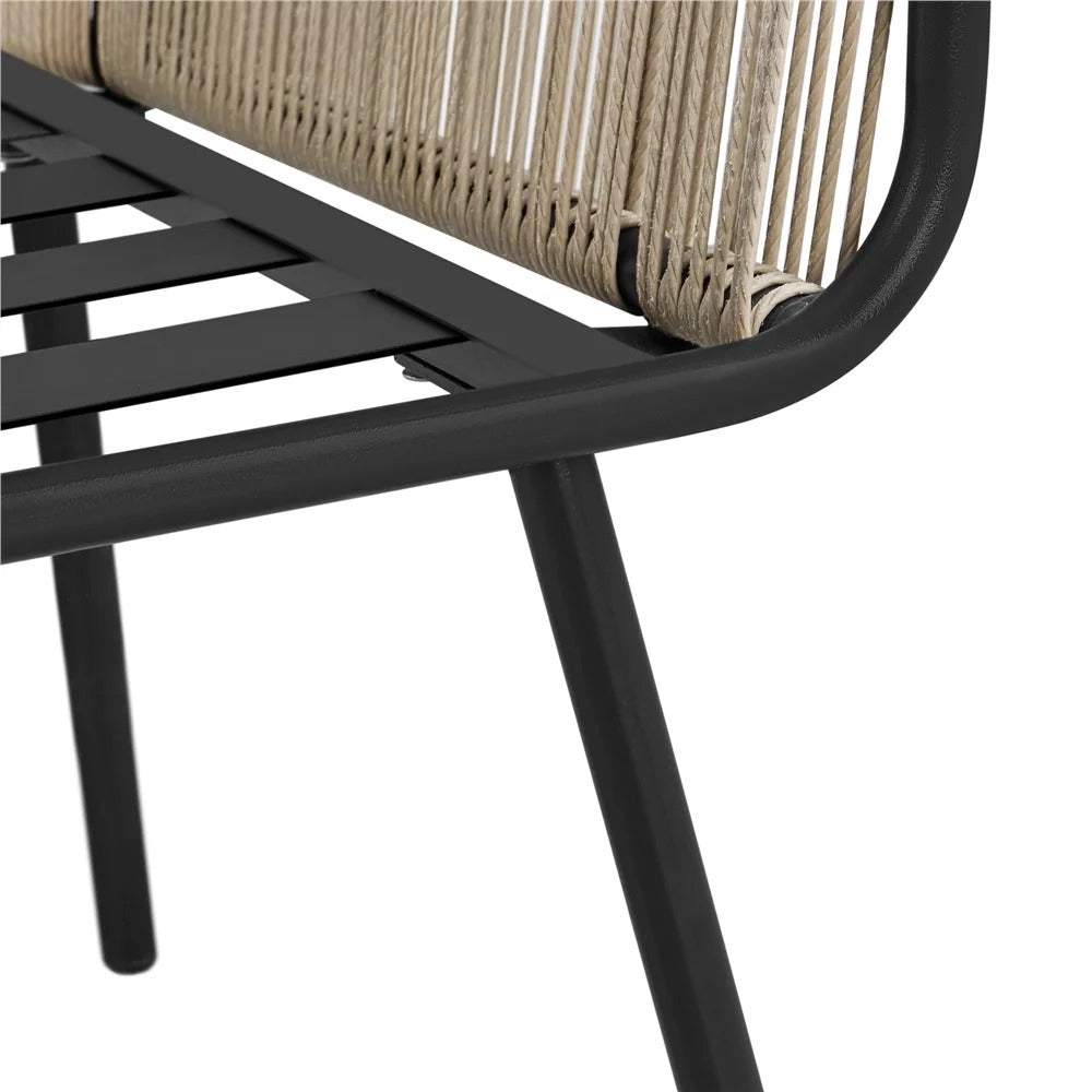 Rapid Outdoor Patio Seating Set 2 Chairs and 1 Table Set (Cream) Braided & Rope