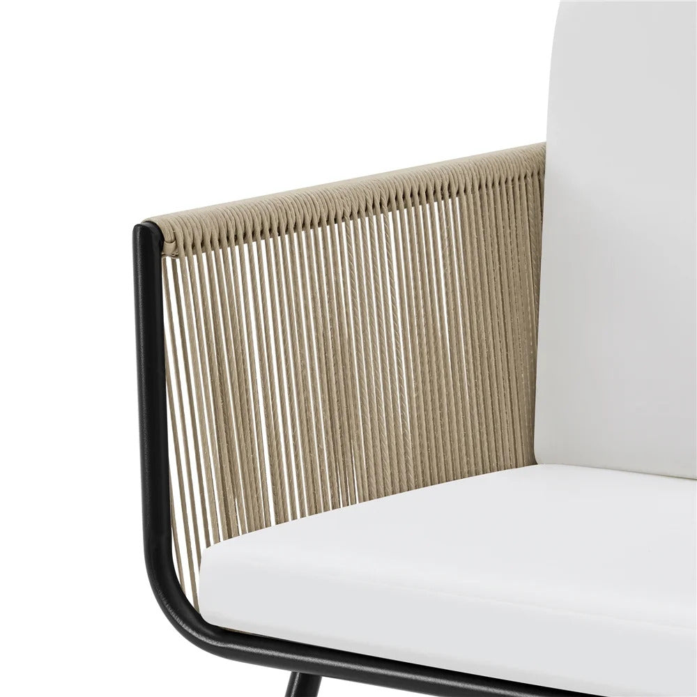 Rapid Outdoor Patio Seating Set 2 Chairs and 1 Table Set (Cream) Braided & Rope