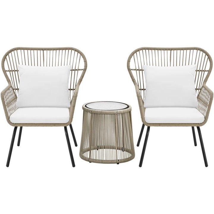 Sigma Outdoor Patio Seating Set 2 Chairs and 1 Table Set (Cream)