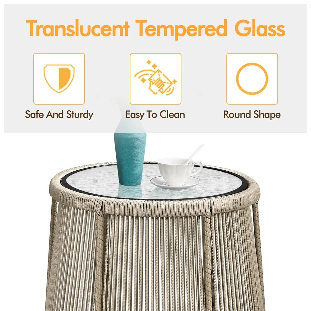 Sigma Outdoor Patio Seating Set 2 Chairs and 1 Table Set (Cream)