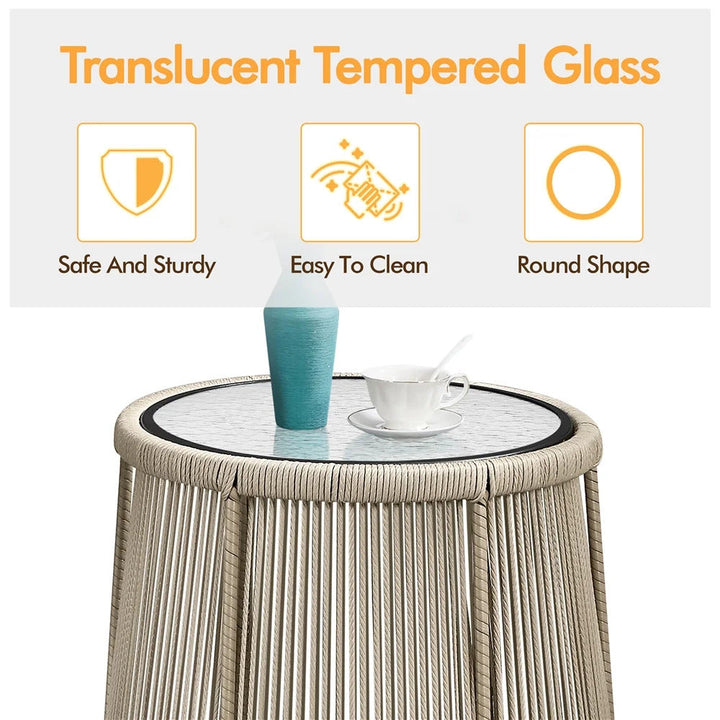 Sigma Outdoor Patio Seating Set 2 Chairs and 1 Table Set (Cream)