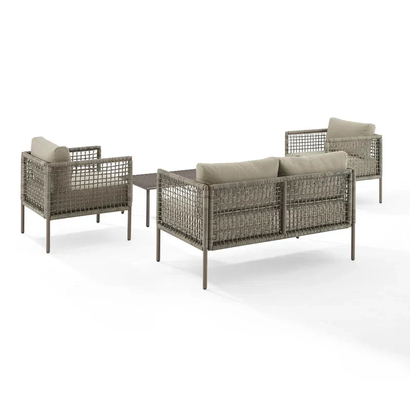 Zita  Outdoor Sofa Set 2 Seater, 2 Single seater and 1 Center Table (Light Brown) Braided & Rope