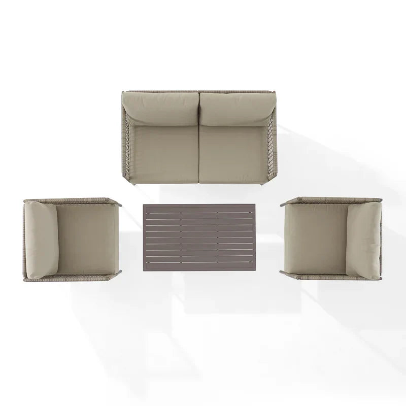 Zita  Outdoor Sofa Set 2 Seater, 2 Single seater and 1 Center Table (Light Brown) Braided & Rope