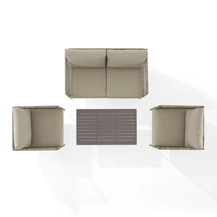 Zita  Outdoor Sofa Set 2 Seater, 2 Single seater and 1 Center Table (Light Brown) Braided & Rope