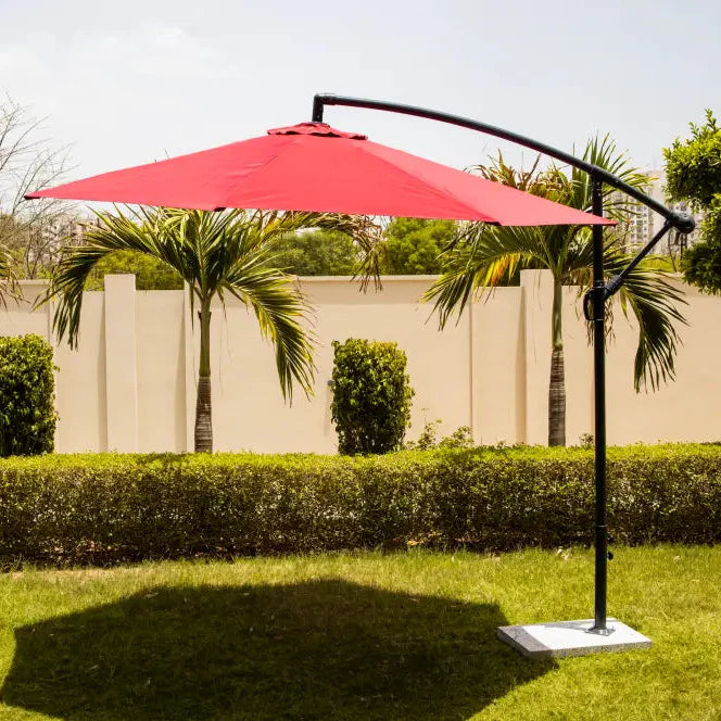 Aqua Luxury Side Pole Garden Umbrella With Stand (Round Mahroon) Umbrella