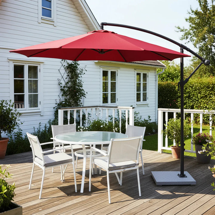 Aqua Luxury Side Pole Garden Umbrella With Stand (Round Mahroon) - Umbrella