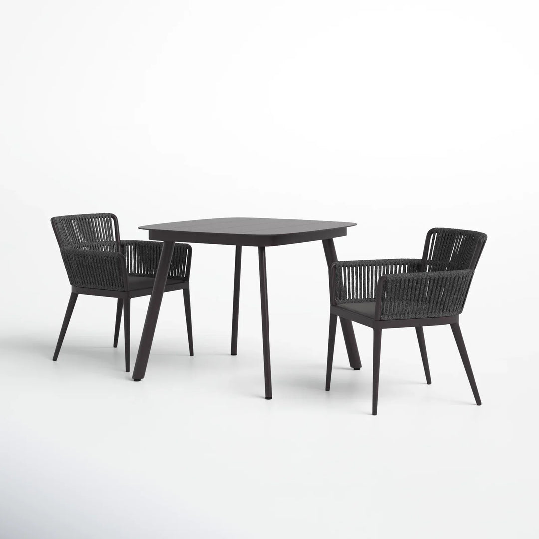 Isabel Outdoor Patio Seating Set 2 Chairs and 1 Table Set (Dark Brown) Braided & Rope