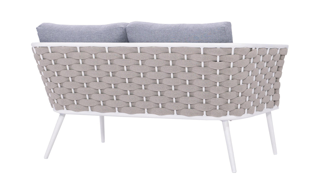 Pozen Outdoor Garden Balcony Sofa Set  2 Seater, 2 Single seater and 1 Center Table Set, Braid & Rope (White + Cream)