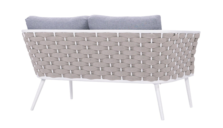 Pozen Outdoor Garden Balcony Sofa Set  2 Seater, 2 Single seater and 1 Center Table Set, Braid & Rope (White + Cream)