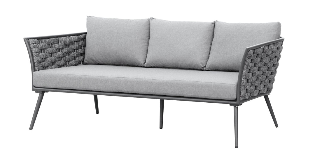 Klorix Outdoor Garden Balcony Sofa Set 3 Seater, 2 Single seater and 1 Center Table Set, Braid & Rope (Grey)