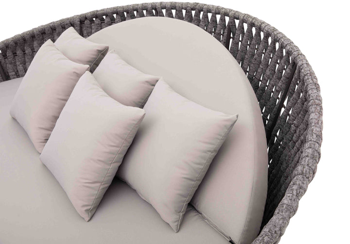 Cleri Outdoor Poolside Sunbed With Cushion Daybed (Dark Grey) Braided & Rope
