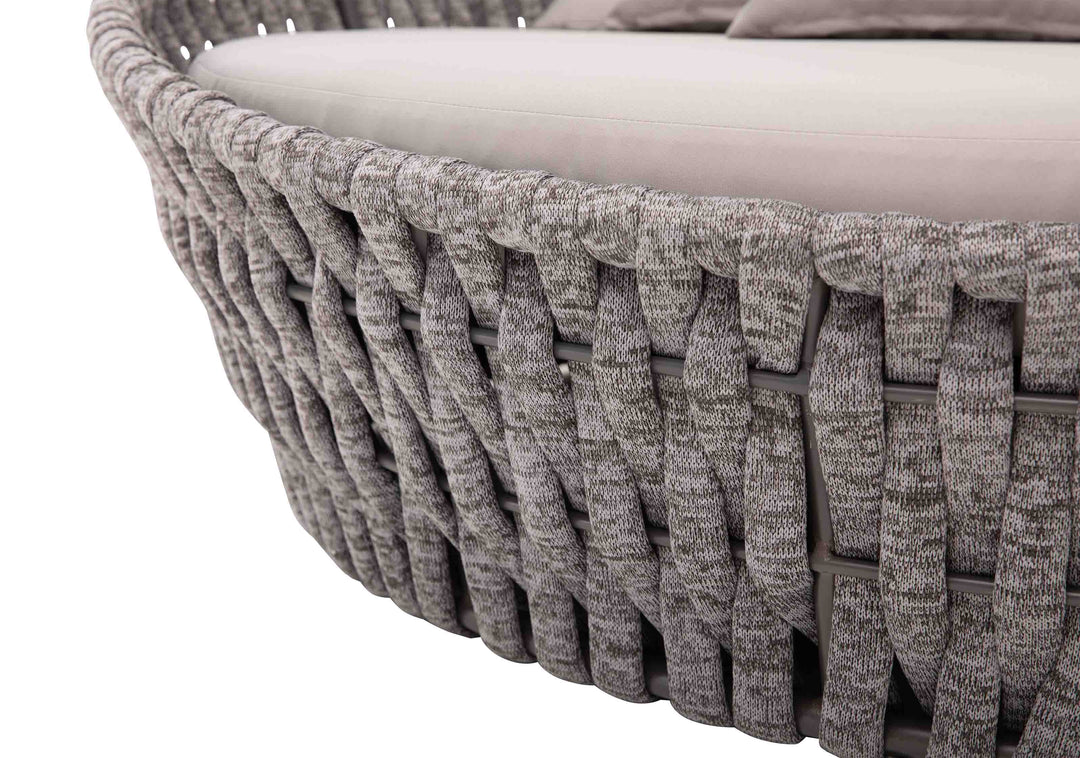 Cleri Outdoor Poolside Sunbed With Cushion Daybed (Dark Grey) Braided & Rope