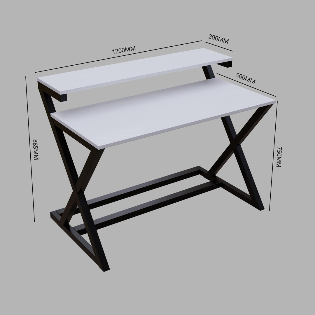 Austin Study Table in White Color with Upper Shelve | Computer Table | Study Table for Home