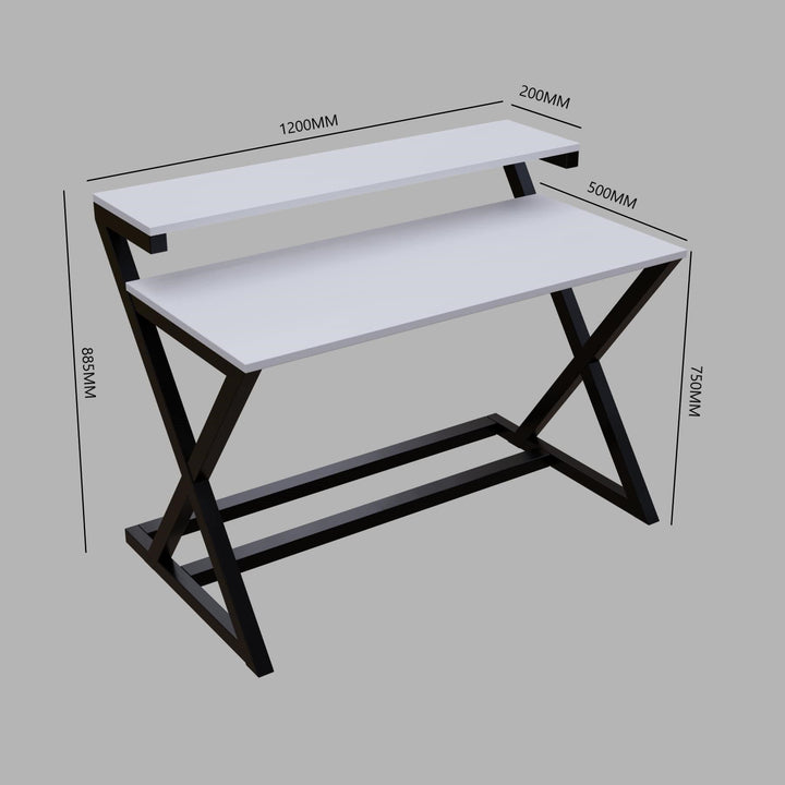 Austin Study Table in White Color with Upper Shelve | Computer Table | Study Table for Home