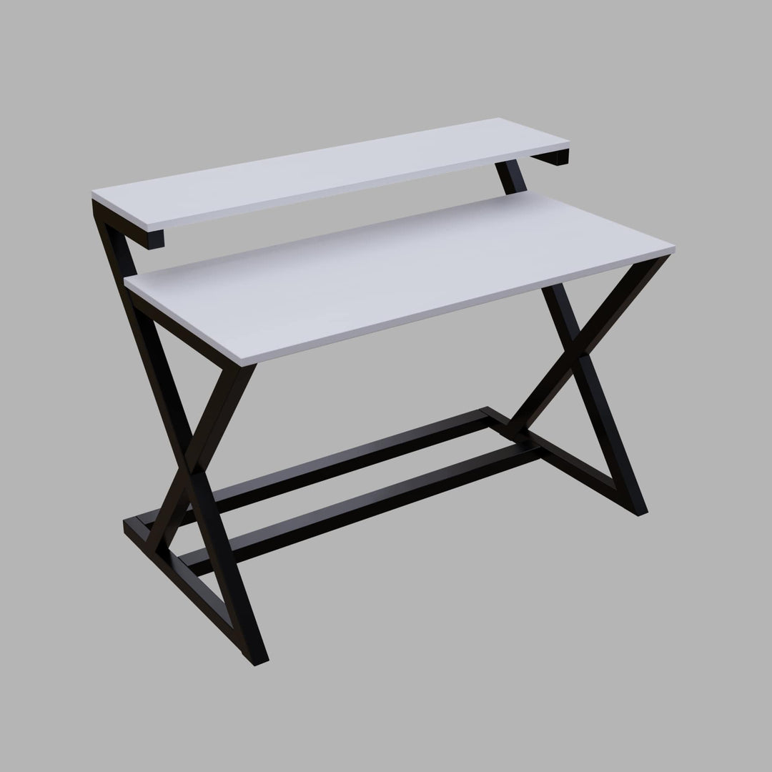 Austin Study Table in White Color with Upper Shelve | Computer Table | Study Table for Home