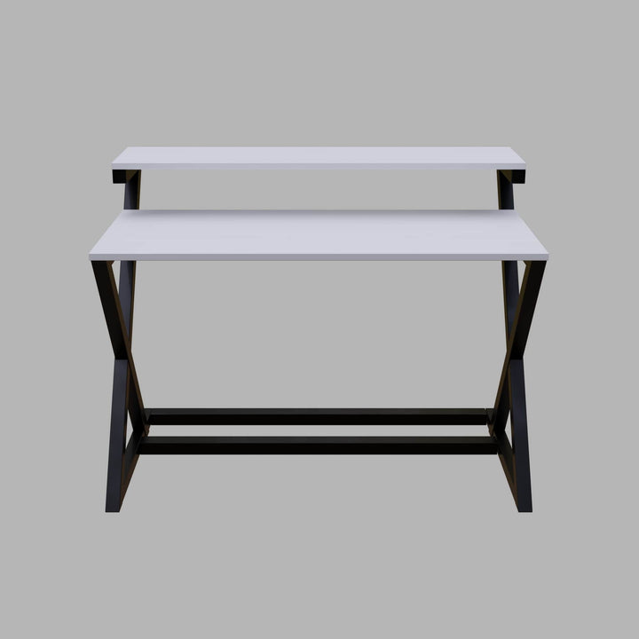 Austin Study Table in White Color with Upper Shelve | Computer Table | Study Table for Home