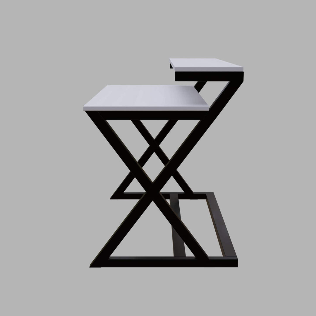 Austin Study Table in White Color with Upper Shelve | Computer Table | Study Table for Home