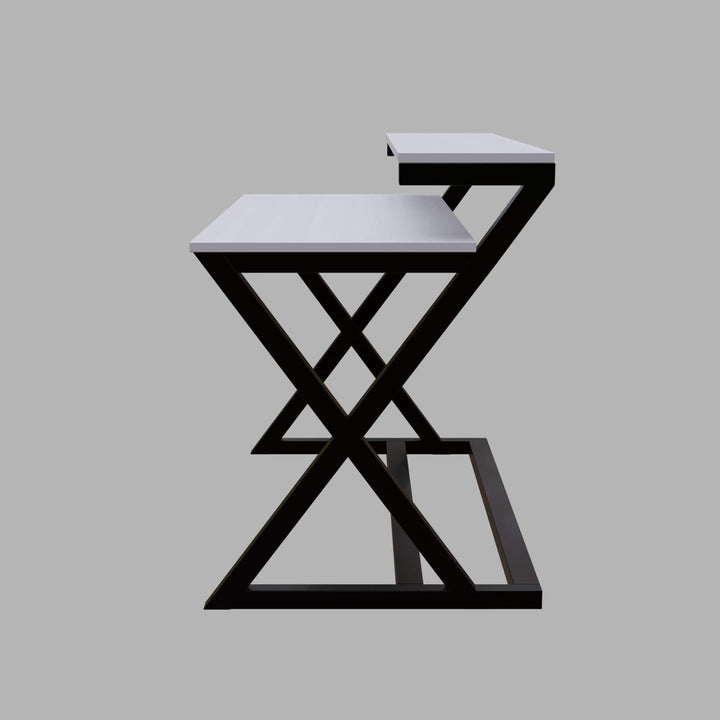 Austin Study Table in White Color with Upper Shelve | Computer Table | Study Table for Home