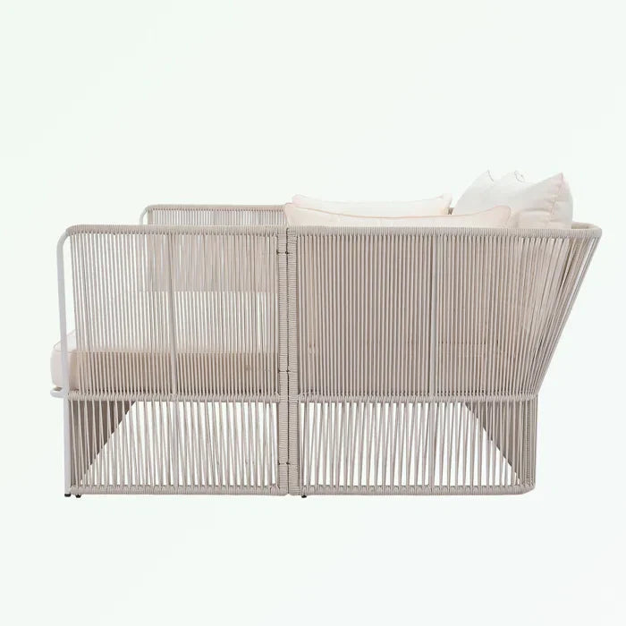 Benito Outdoor Poolside Sunbed With Cushion Daybed And Side Table (Braided & Rope)