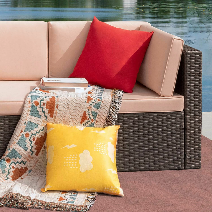 Nes Outdoor Sofa Set 5 Seater and 1 Center Table Set ( Dark Brown)