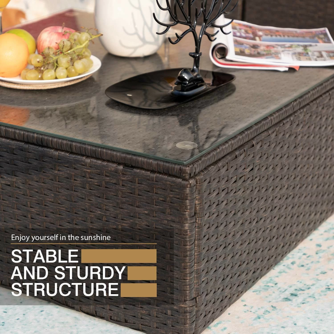 Nes Outdoor Sofa Set 5 Seater and 1 Center Table Set ( Dark Brown)