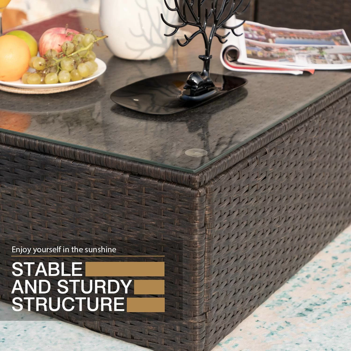 Nes Outdoor Sofa Set 5 Seater and 1 Center Table Set ( Dark Brown)