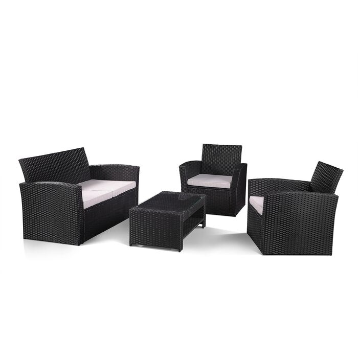 Bellucci Outdoor Sofa Set 2 Seater , 2 Single seater and 1 Center Table (Black)