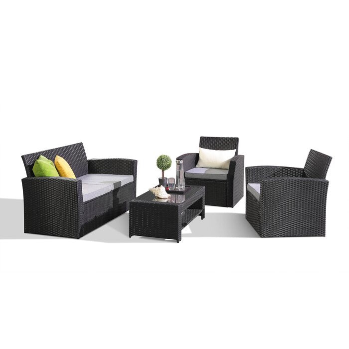 Bellucci Outdoor Sofa Set 2 Seater , 2 Single seater and 1 Center Table (Black)