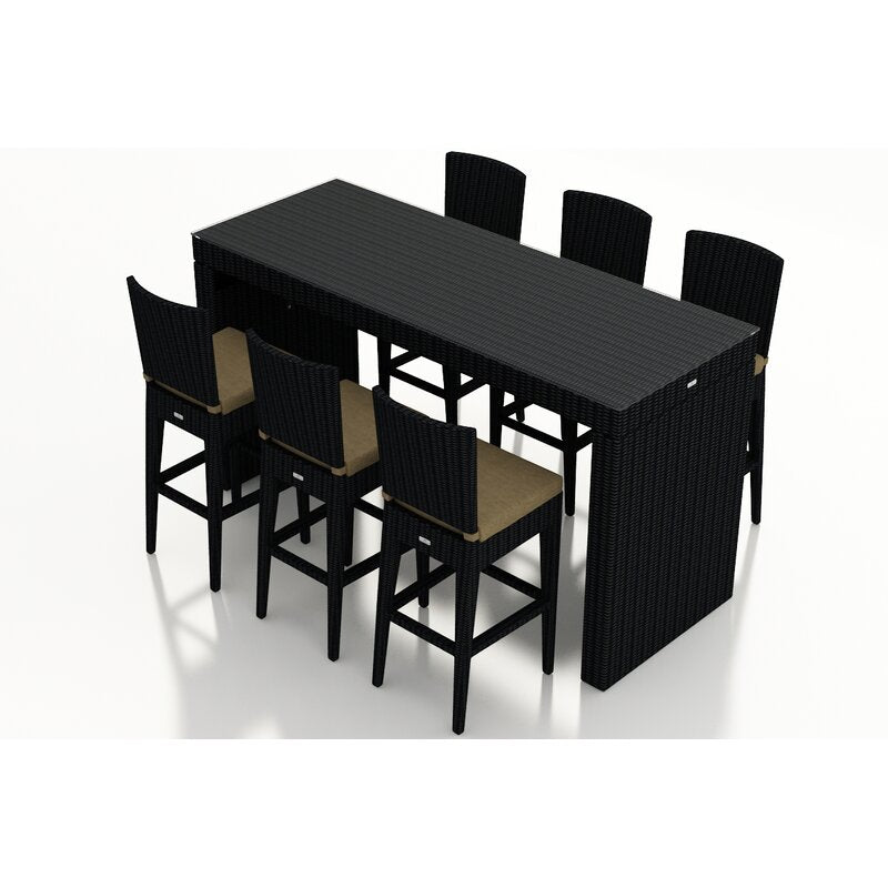 Napo Outdoor Patio Bar Sets 6 Chairs and 1 Table (Black)