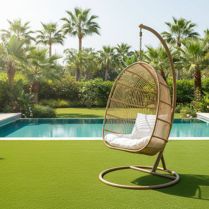 Azzolino Single Seater Hanging Swing With Stand For Balcony , Garden Swing (Honey)