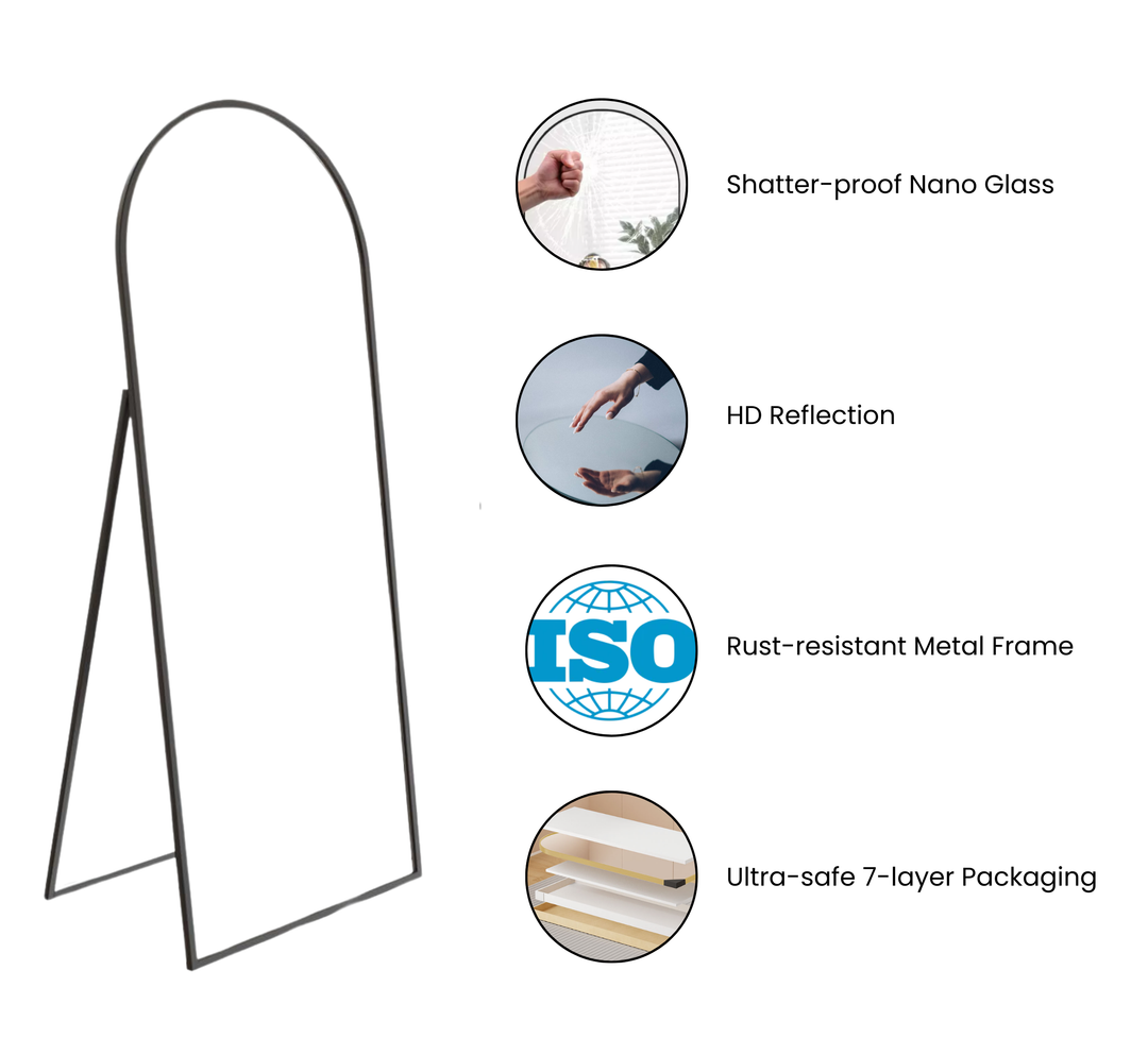 Ishita Arched Metal Floor Mirror With Stand Mirrors