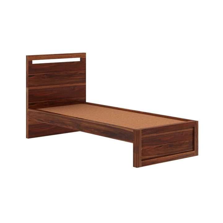Benita Solid Sheesham Wood Single Bed Without Storage (Natural Finish)