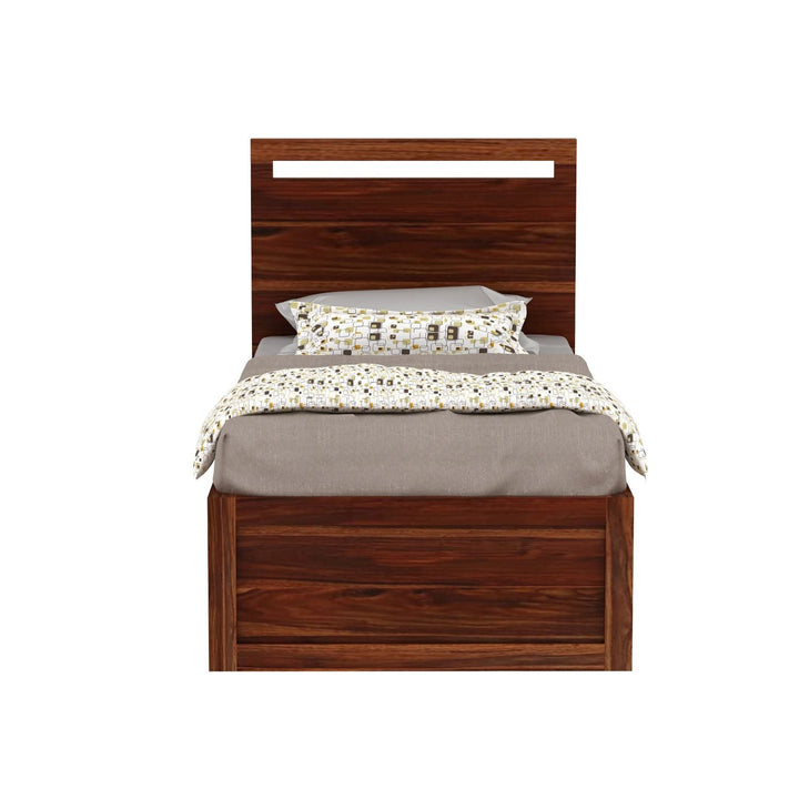 Benita Solid Sheesham Wood Single Bed Without Storage (Natural Finish)