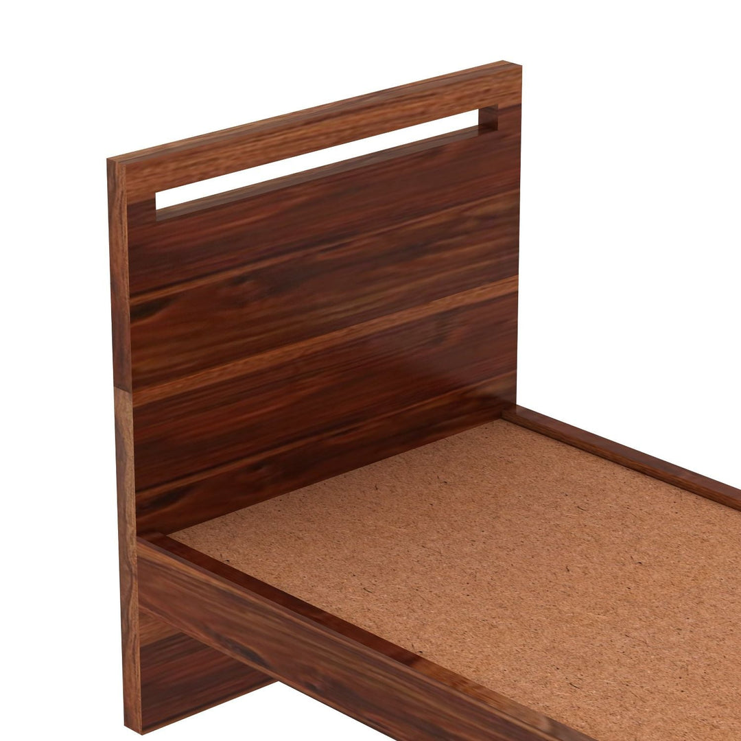 Benita Solid Sheesham Wood Single Bed Without Storage (Natural Finish)