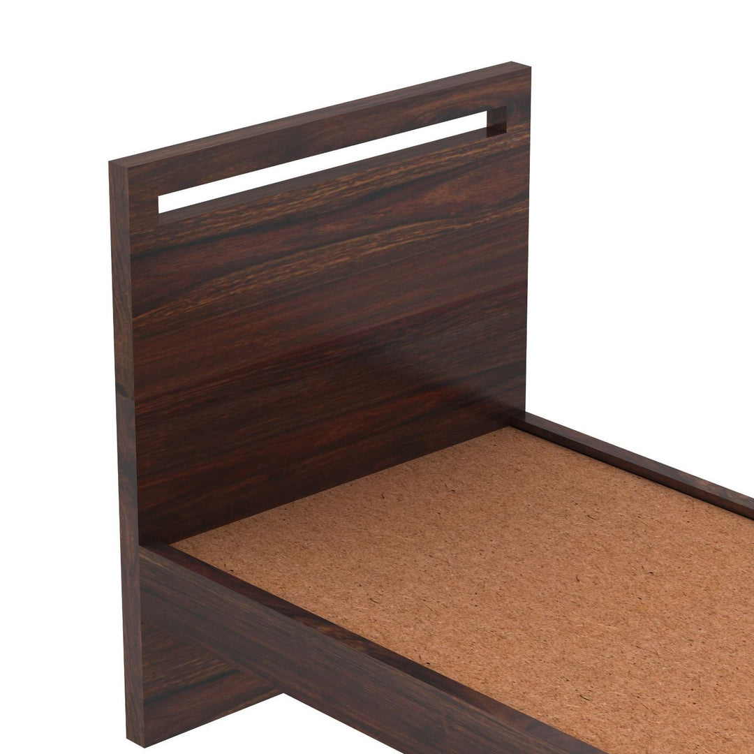 Berta Solid Sheesham Wood Single Bed Without Storage (Walnut Finish)