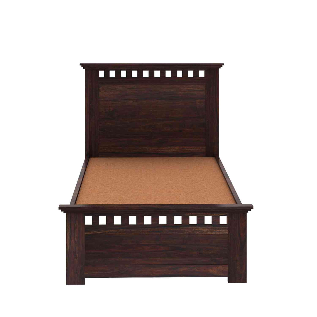 Eliana Solid Sheesham Wood Single Bed Without Storage (Walnut Finish)