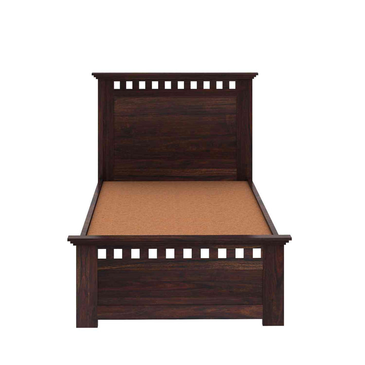Eliana Solid Sheesham Wood Single Bed Without Storage (Walnut Finish)