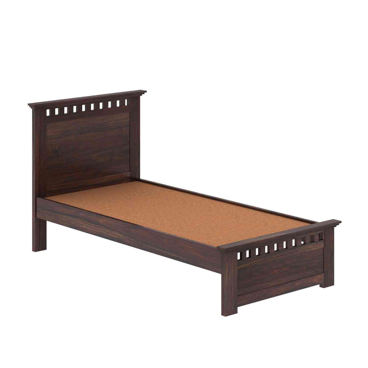 Eliana Solid Sheesham Wood Single Bed Without Storage (Walnut Finish)