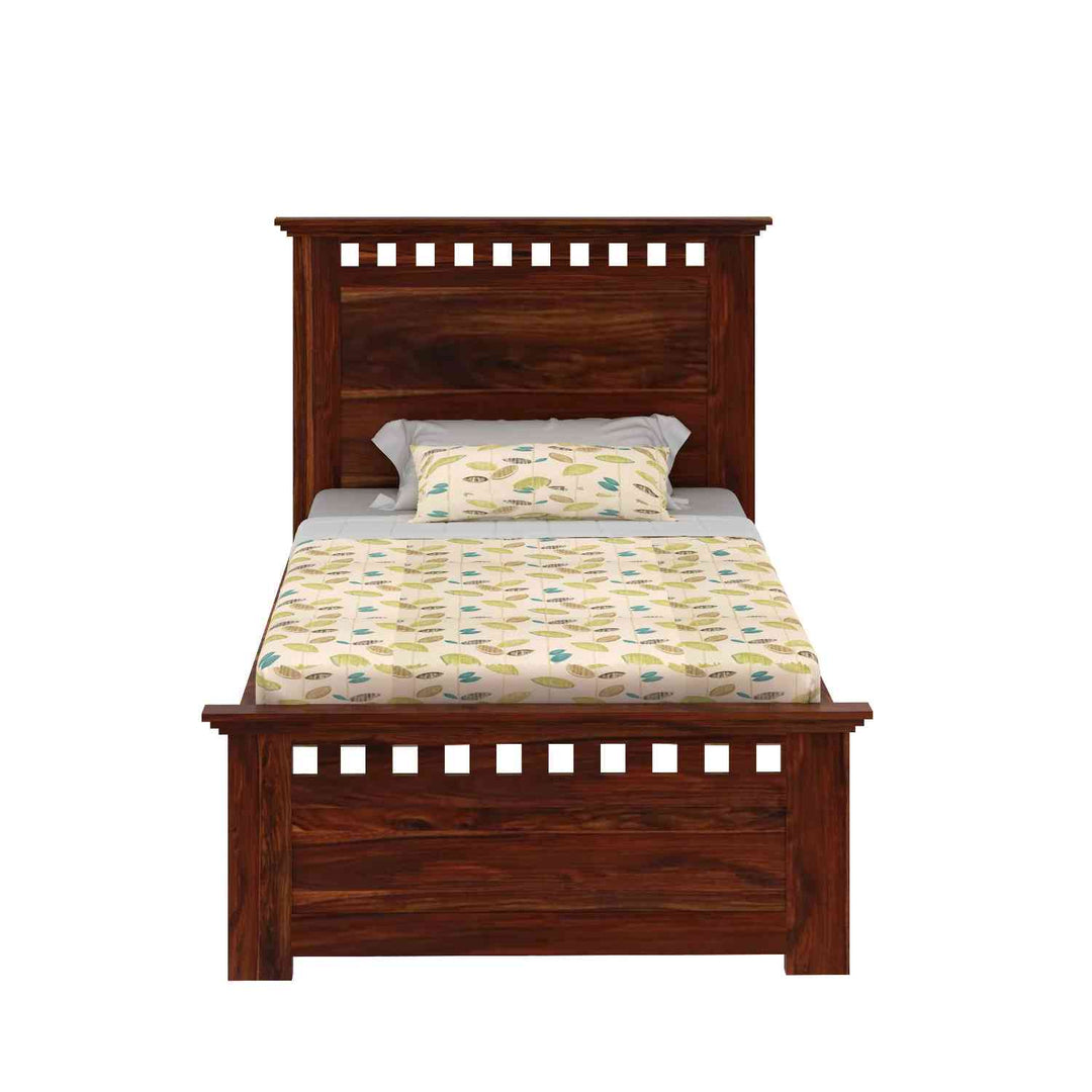 Dorotea Solid Sheesham Wood Single Bed Without Storage (Natural Finish)
