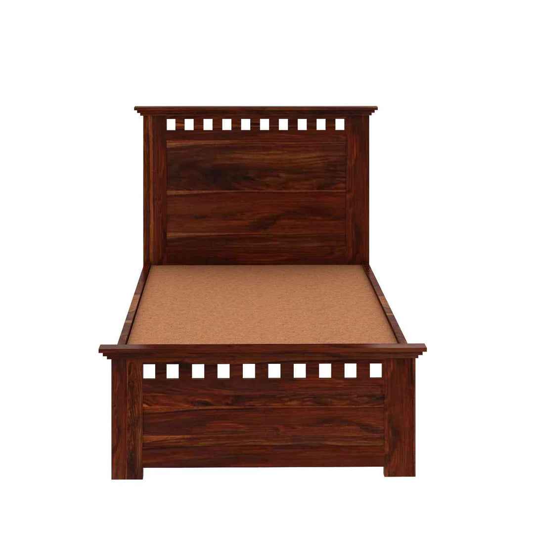 Dorotea Solid Sheesham Wood Single Bed Without Storage (Natural Finish)