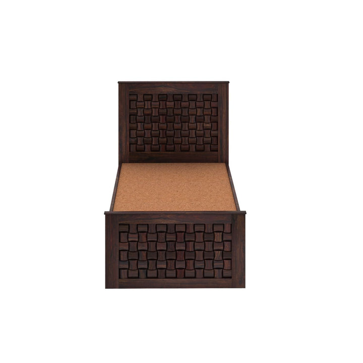 Cielo Solid Sheesham Wood Single Bed Without Storage (Walnut Finish)