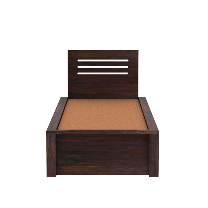 Aurora Solid Sheesham Wood Single Bed With Two Drawers (Walnut Finish)