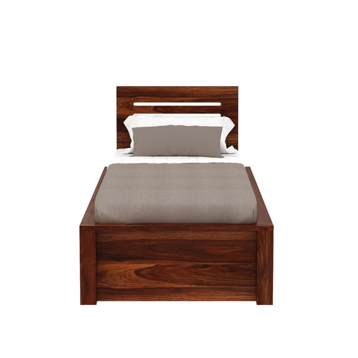 Araceli Solid Sheesham Wood Single Bed Without Storage (Natural Finish)